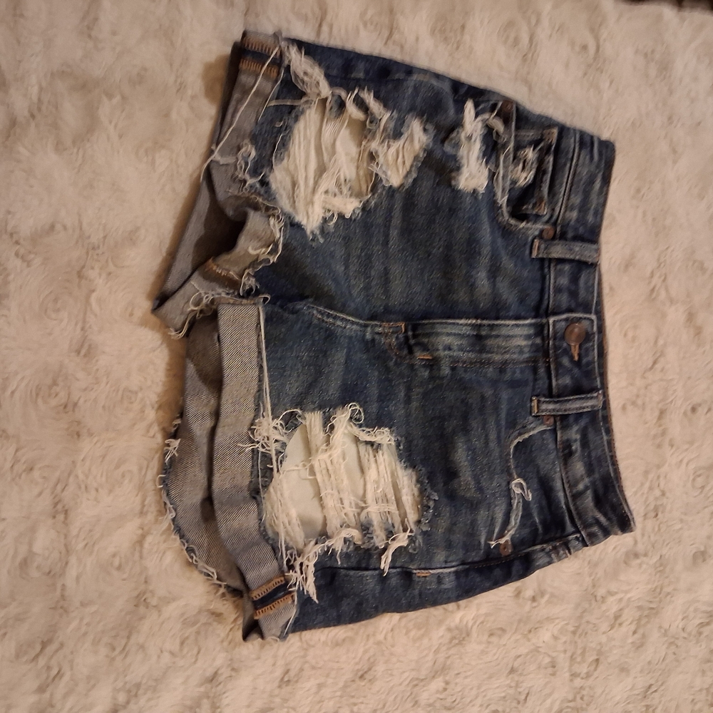 American Eagle Outfitters Blue Distressed Jean Shorts